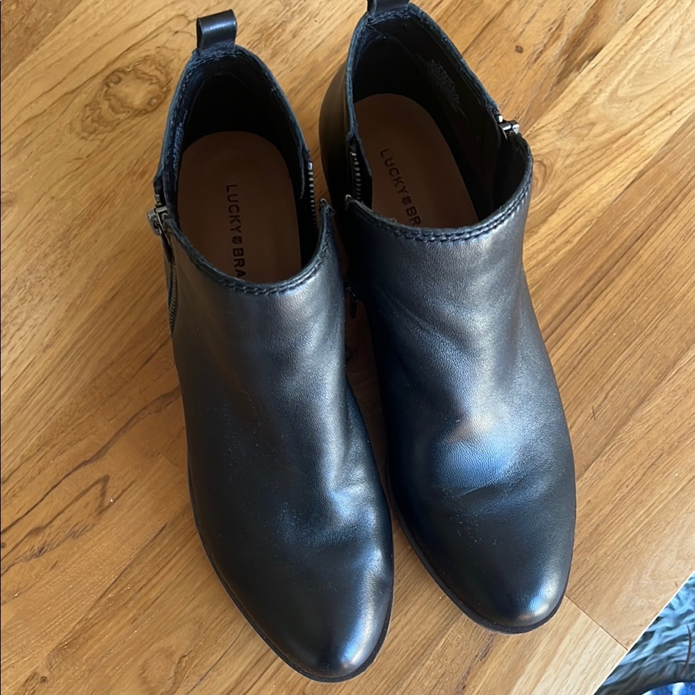 Lucky Brand Black Ankle Booties with Chunky Heel